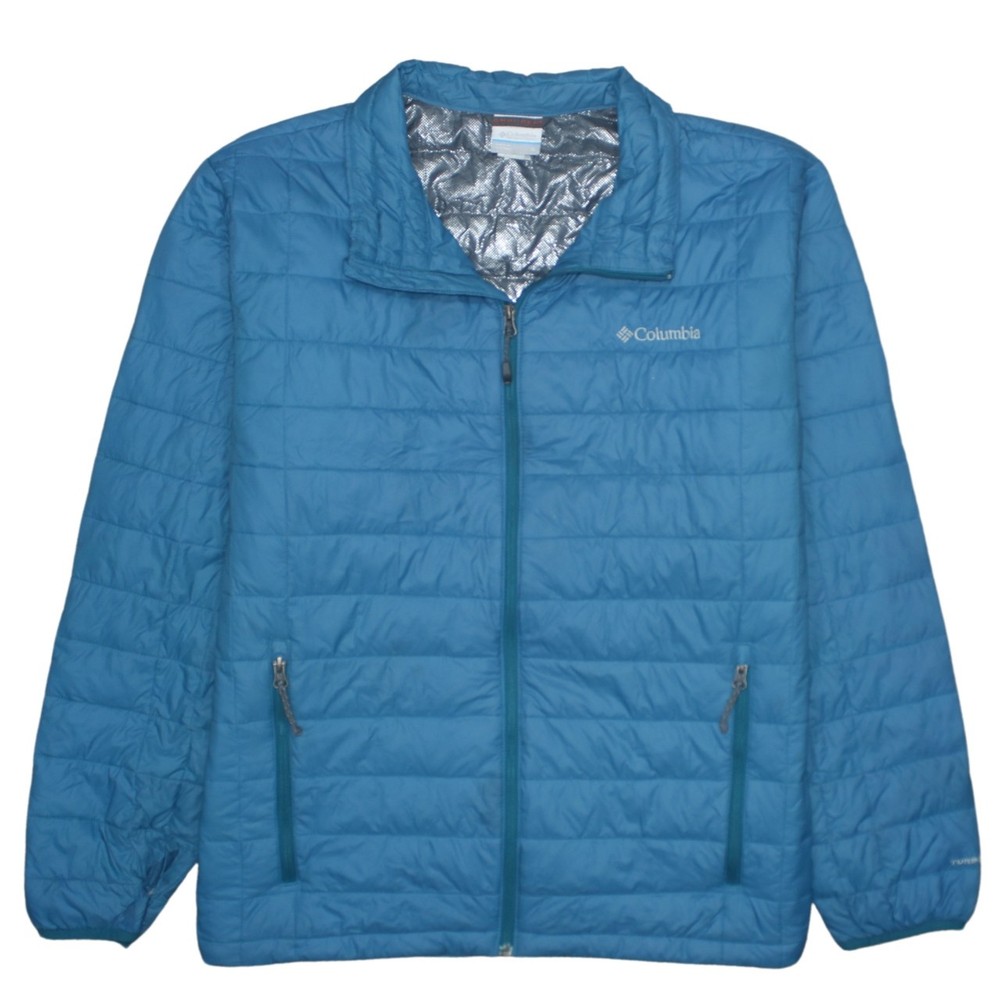 Columbia Mens Puffer Jacket Blue Titanium Quilted Insulated Zip Pocket XL