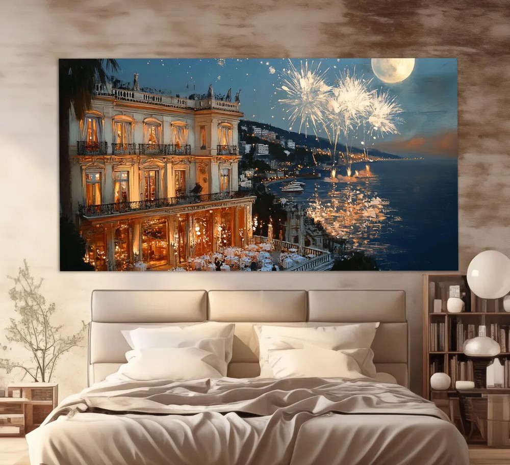 Nice French River Oil Painting France Unframed Canvas Print Australian Wall Art
