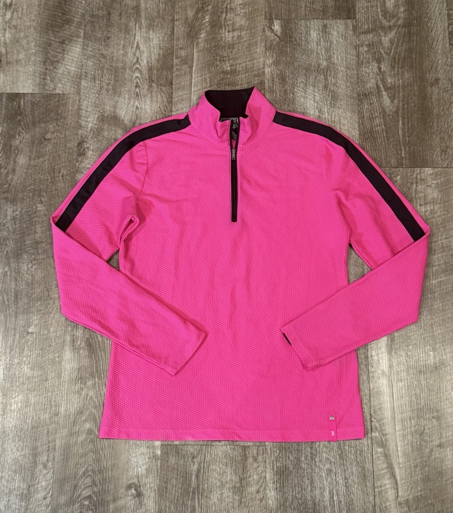 Lauren Active Ralph Lauren Pink Black Long Sleeve 1/4 Zip Size Large
