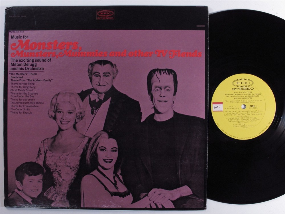 MUSIC FOR MONSTERS, MUNSTERS, MUMMIES & OTHER TV FIENDS Milton Delugg EPIC LP c