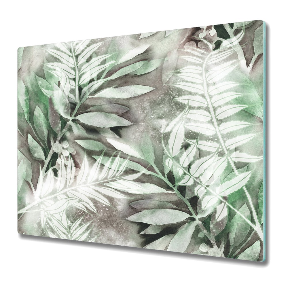 Tempered Glass Worktop protector Leaves Tropical Painting 60x52