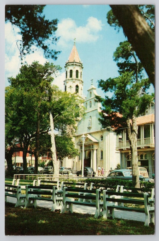 Old Cathedral Basilica St Augustine Florida Vintage Postcard H. W. Hannau