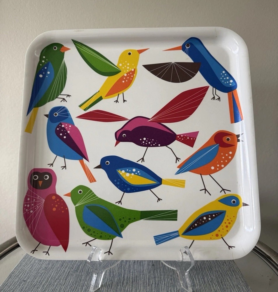 Vintage 1990s Colorful Melamine IKEA Bärbar Bird Tray, Made in Turkey