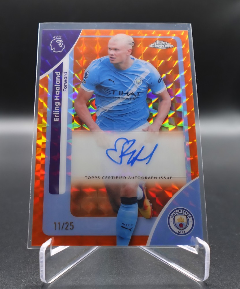 2026 Topps Chrome Premier League Erling Haaland Auto Orange Wave /25 #CA-EH