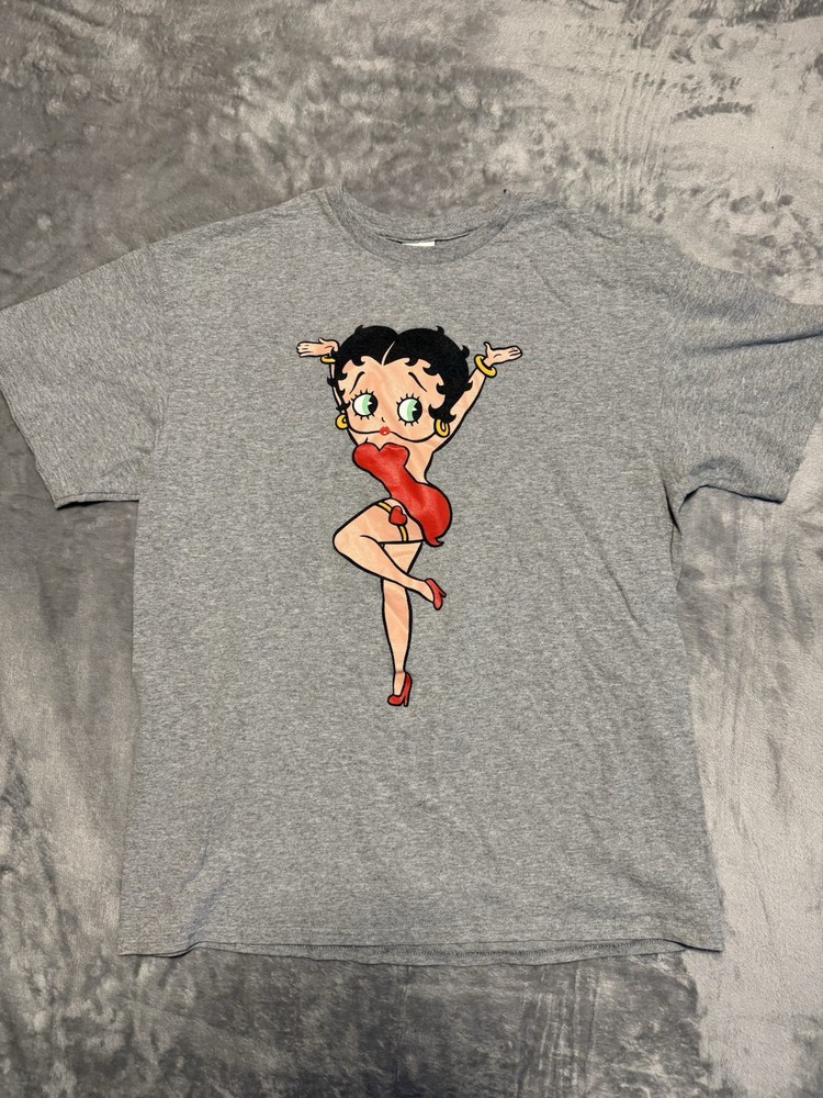 Betty Boop Hands Up Gray Short Sleeve Graphic T-Shirt Large Delta Pro Weight