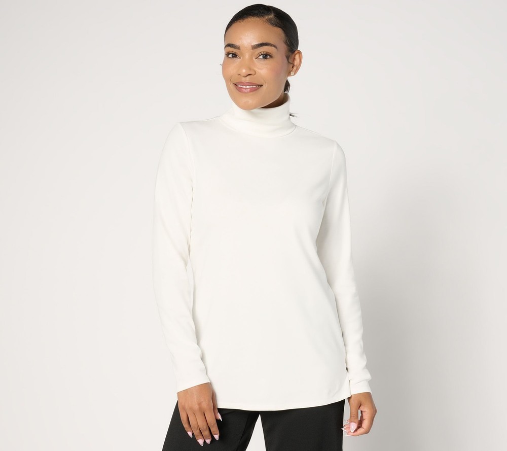 Belle by Kim Gravel Women's Top Sz L TripleLuxe Turtleneck White A666954