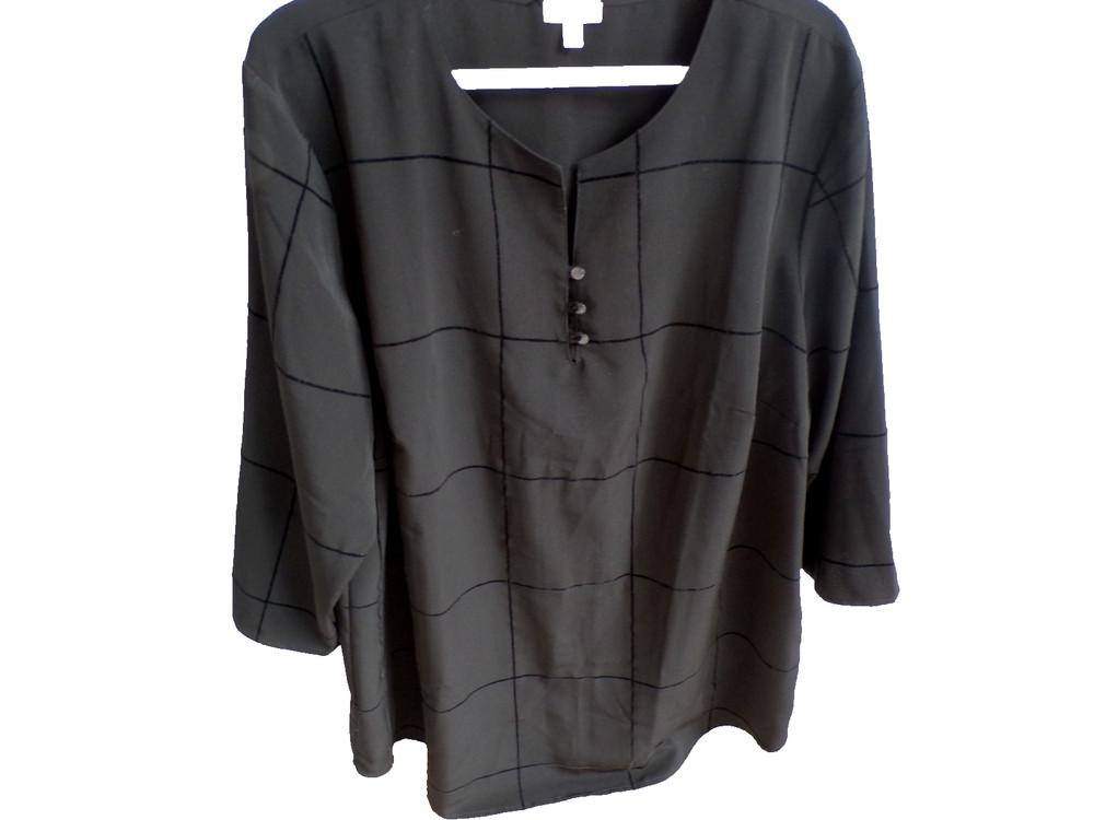 Talbots Womans Plus 2X Black Popover Tunic Top - NWT