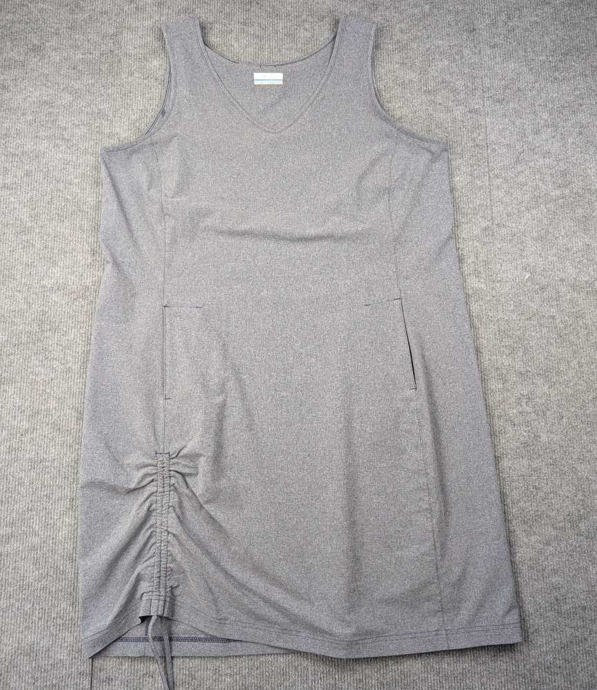 Columbia Anytime Ruched Dress Womens 1X Gray Outdoor Hiking Athleisure Minimal