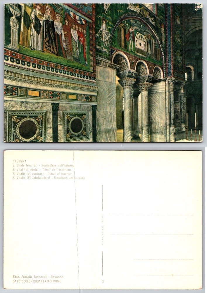 Ravenna Italy San Vitale Basilica Interior Mosaics Postcard Fratelli Leonardi