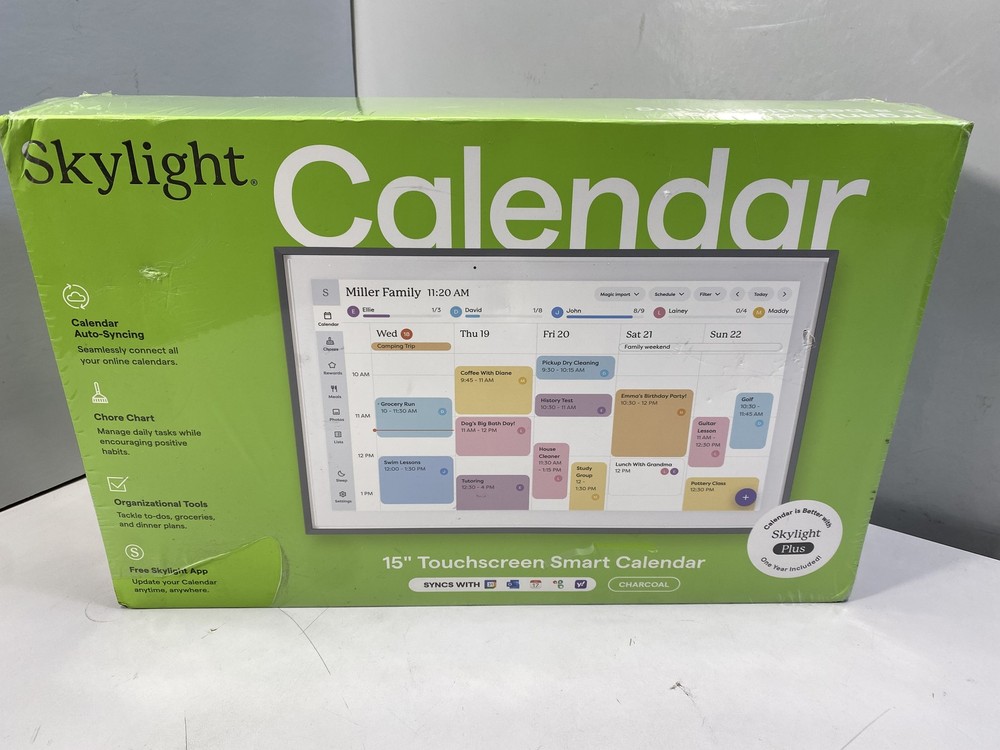 Skylight Calendar: 15-inch Wall Planner Digital Calendar & Chore Chart-Charcoal