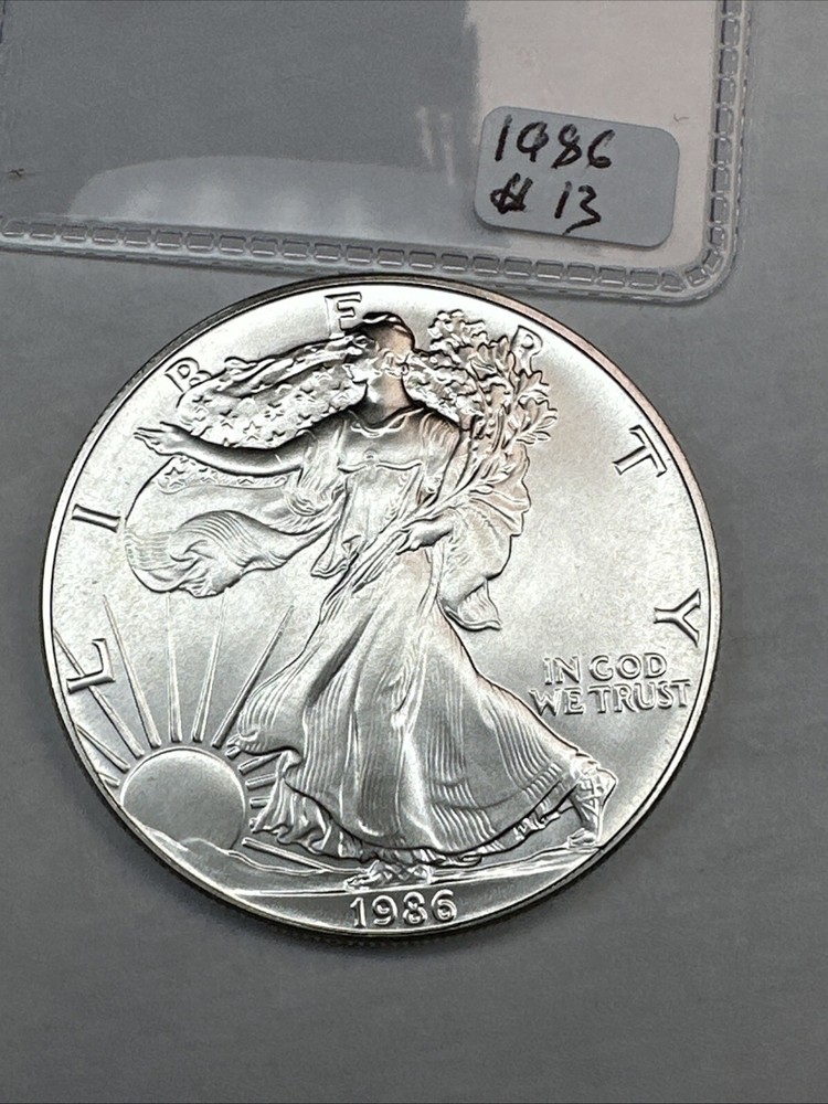 1986 Uncirculated Silver American Eagle 1oz 0.999 Fine Silver 13