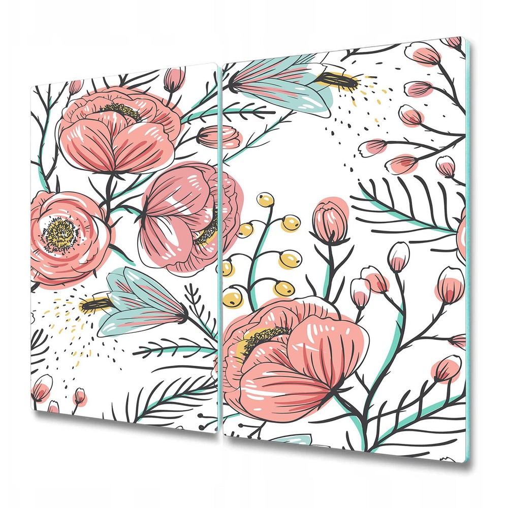 Glass Chopping Board Utensil Anemone Fall Floral Poppy Flowers art 2x30x52