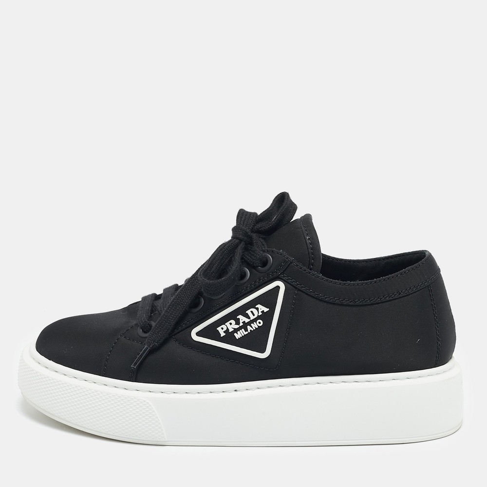 Prada Black Nylon Wheel Cassetta Low-Top Sneakers Size 36