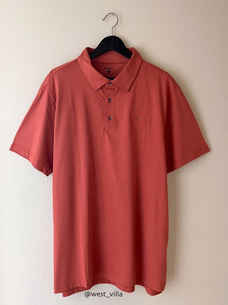 Hurley Wander Men's Cotton Short Sleeve Polo Shirt Brown Mahogany size XL