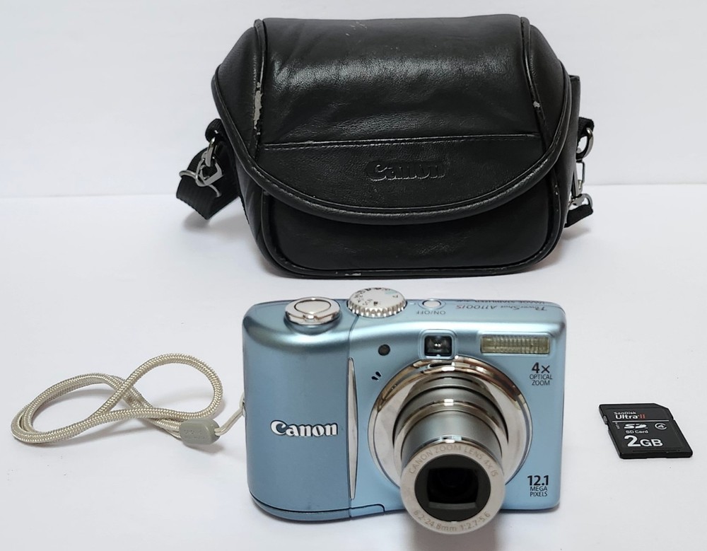 Canon PowerShot A1100 IS 12.1MP Digital Camera Blue Tested W/Batteries & SD Card