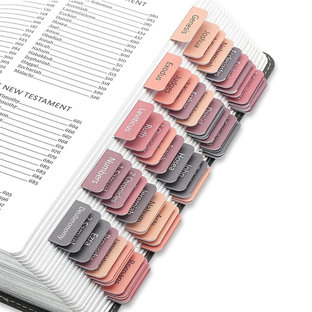 Bible Tabs for Women and Man, Bible Book Tabs, 75 Tabs, Laminated Sunset Shades