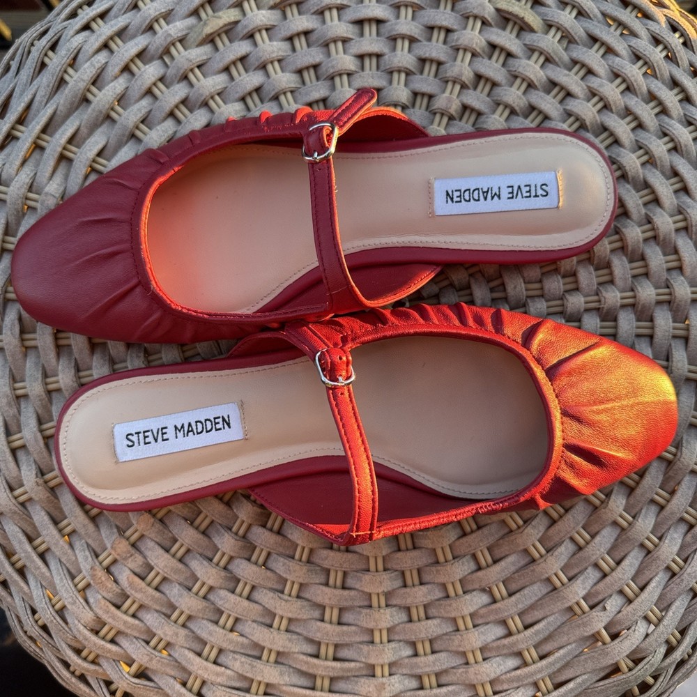 Steve Madden Gisele Mary Jane Mule (Women) 9 M Red Slide Slip On Worn 2X!!