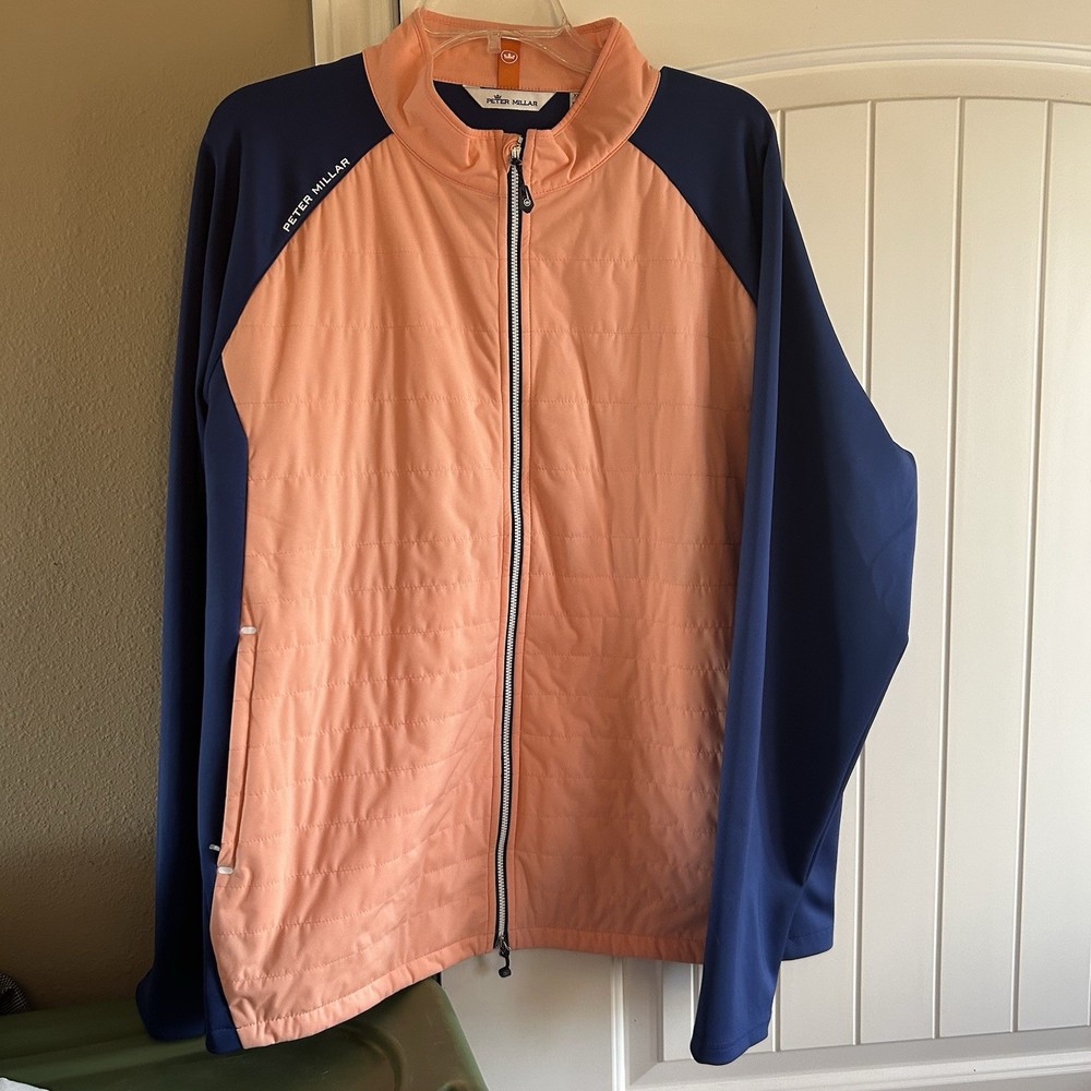 Peter Millar Crown Sport Hyperlight Merge Hybrid Jacket Sunbeam/Navy. Large
