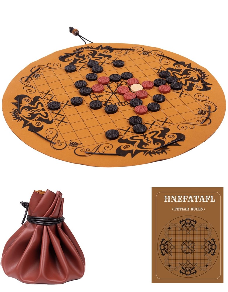 Hnefatafl- Viking Chess Set,Traditional Two-Player Board Strategy Game,Leathe...