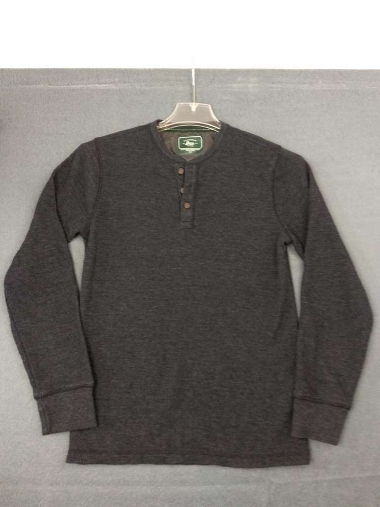 G.H. BASS & CO. Men's Crew Neck Long Sleeve Blue Henley Pullover T-Shirt Size SM