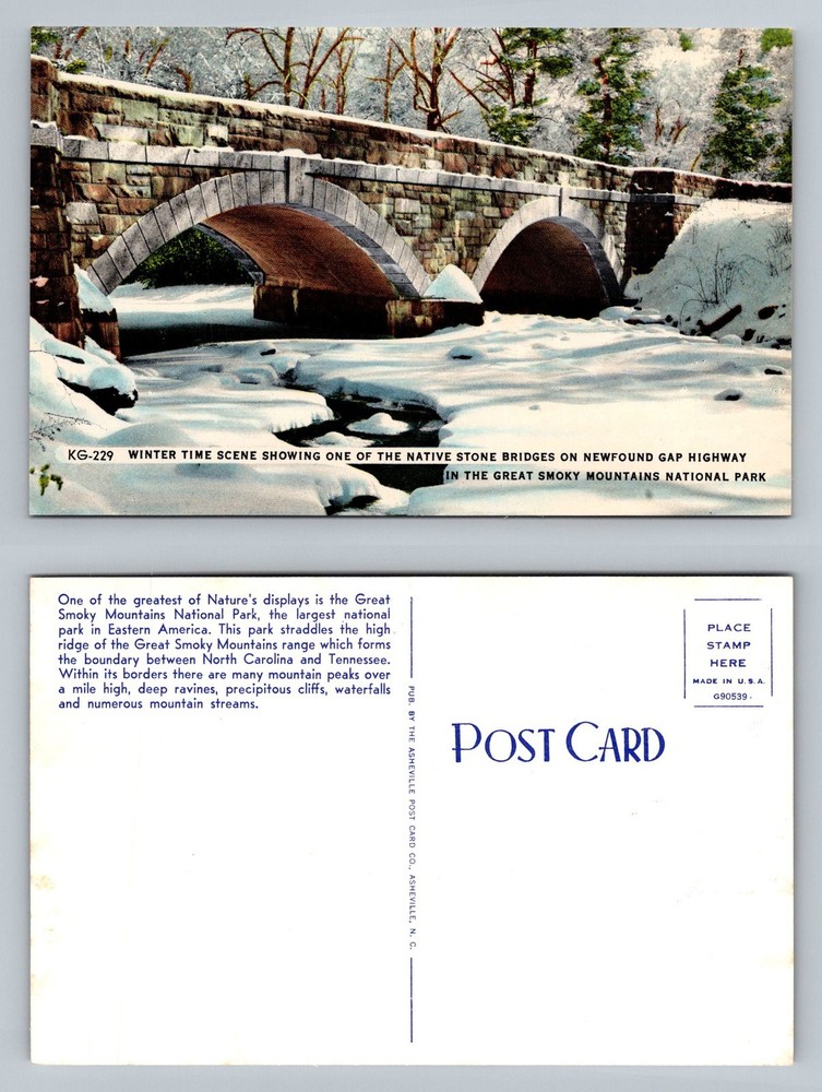 Great Smoky Mountains, NC-North Carolina, Newfound Gap Bridge Vintage Postcard