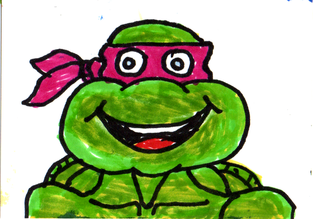 Ninja Turtle ACEO original PAINTING miniature outsider art comic art
