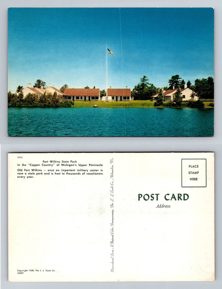 Copper Harbor, MI-Michigan, Fort Wilkins State Park Buildings Vintage Postcard