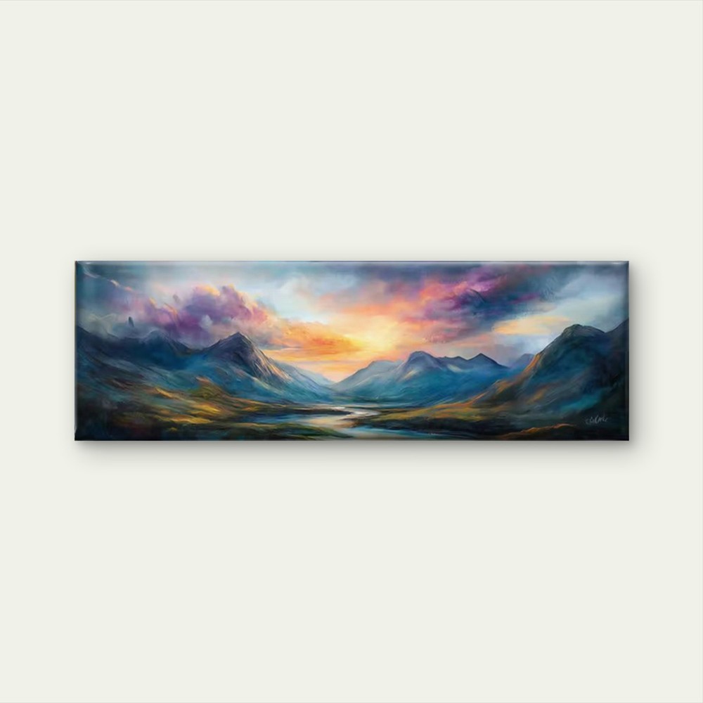 Panoramic Classic Sunset Mountain Landscape Canvas Print Wall Art Home Decor