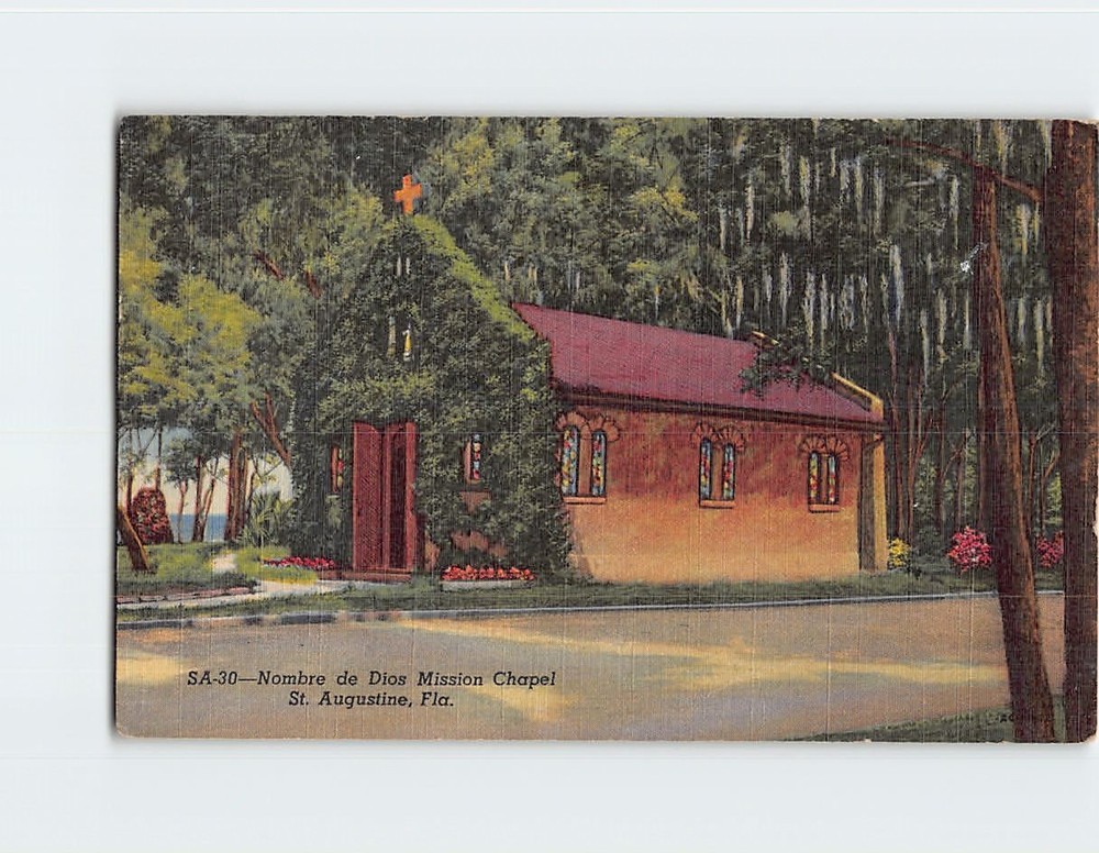 Postcard Nombre de Dios Mission Chapel St. Augustine Florida USA