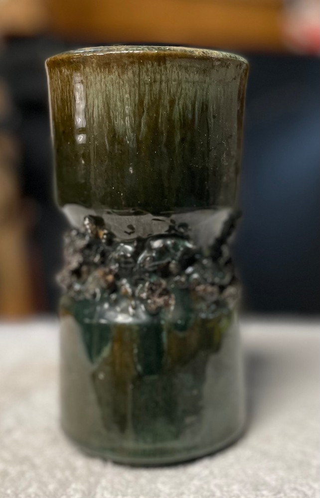 Vintage Handmade GLIT Iceland Lava Pottery Vase  7