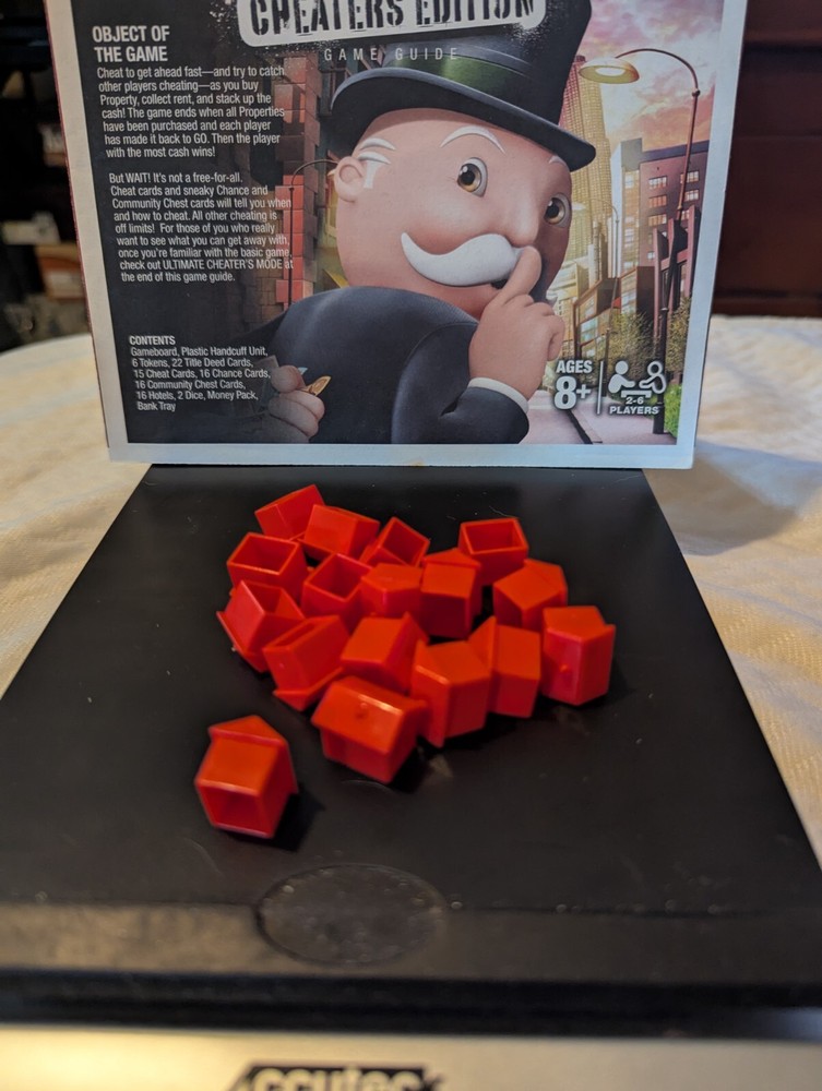 💲 Monopoly Cheaters Edition 16 Red Plastic Hotels 2017 Replacement Pieces Parts