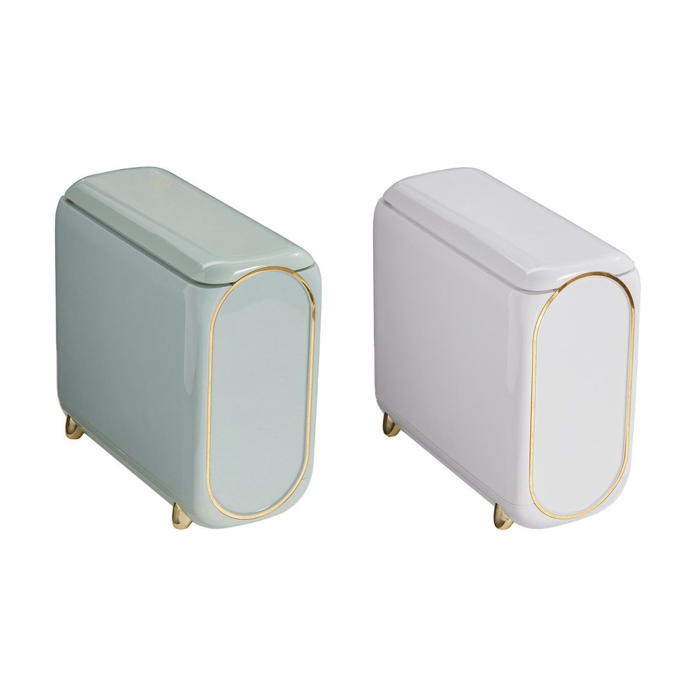 Trash Can Space Saving Storage Bucket 10L Slim Trash Bin for Office Kitchen