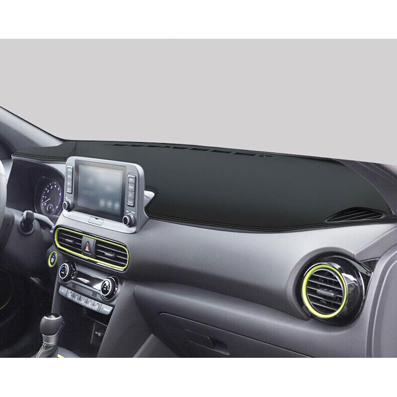 1x For Hyundai Kona 18-2023 Leather Console Dash Cover Dashmat Mat Carpet Black