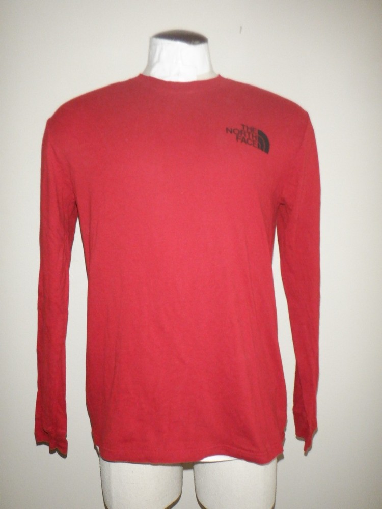 Men's THE NORTH FACE Sz M Red 100% Cotton Long Sleeved Crew neck T-Shirt