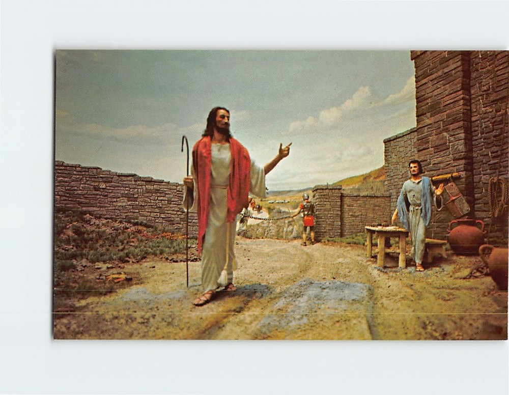 Postcard Christ passing though the gates Prince of Peace Memorial Florida USA