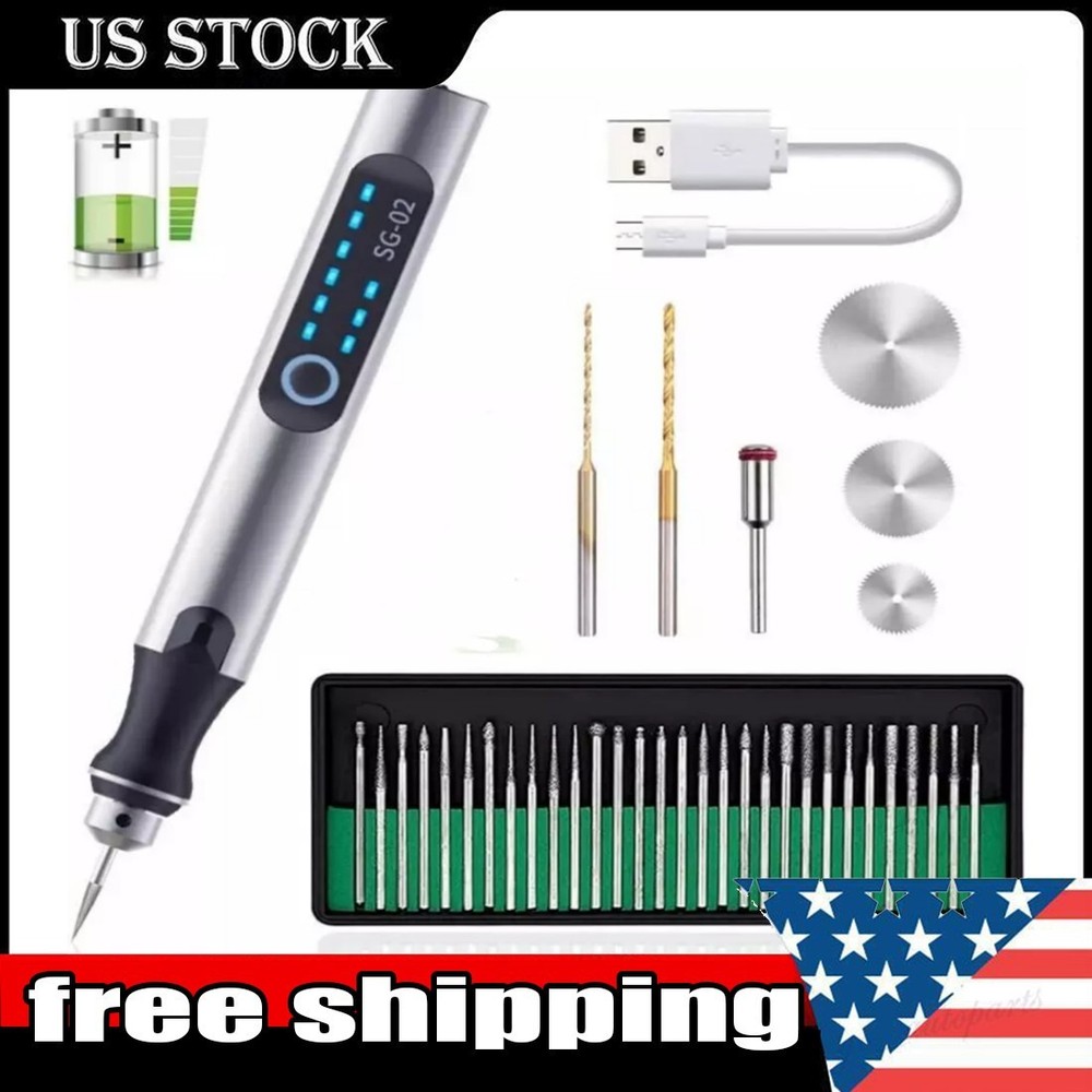 USB Rechargable Engraving Pen with 37 Bits Mini Electric DIY Engraver Cordless