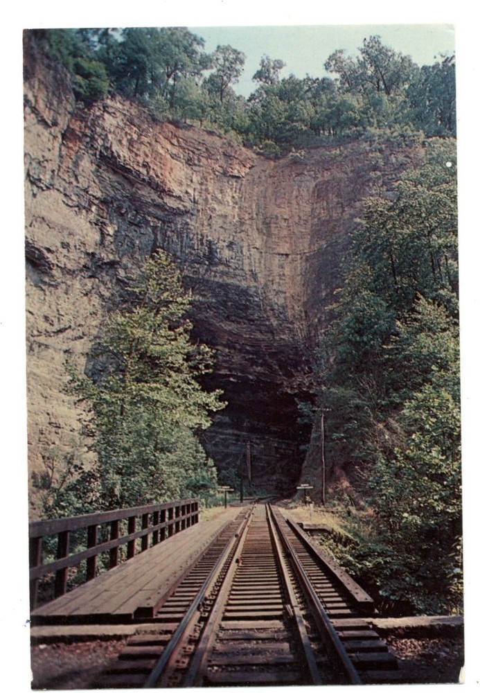 Gate City Scott Co Virginia Route 23 Railroad track natural tunnel postcard