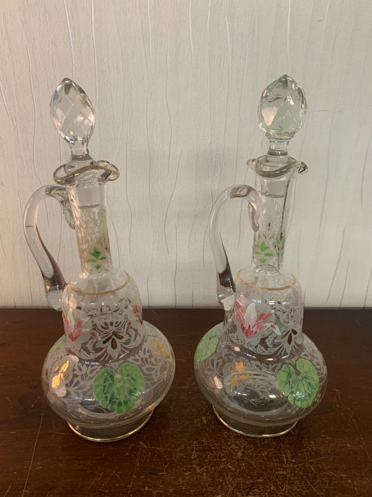 Pair Of Enamelled Ewers Legras (Price For Both)