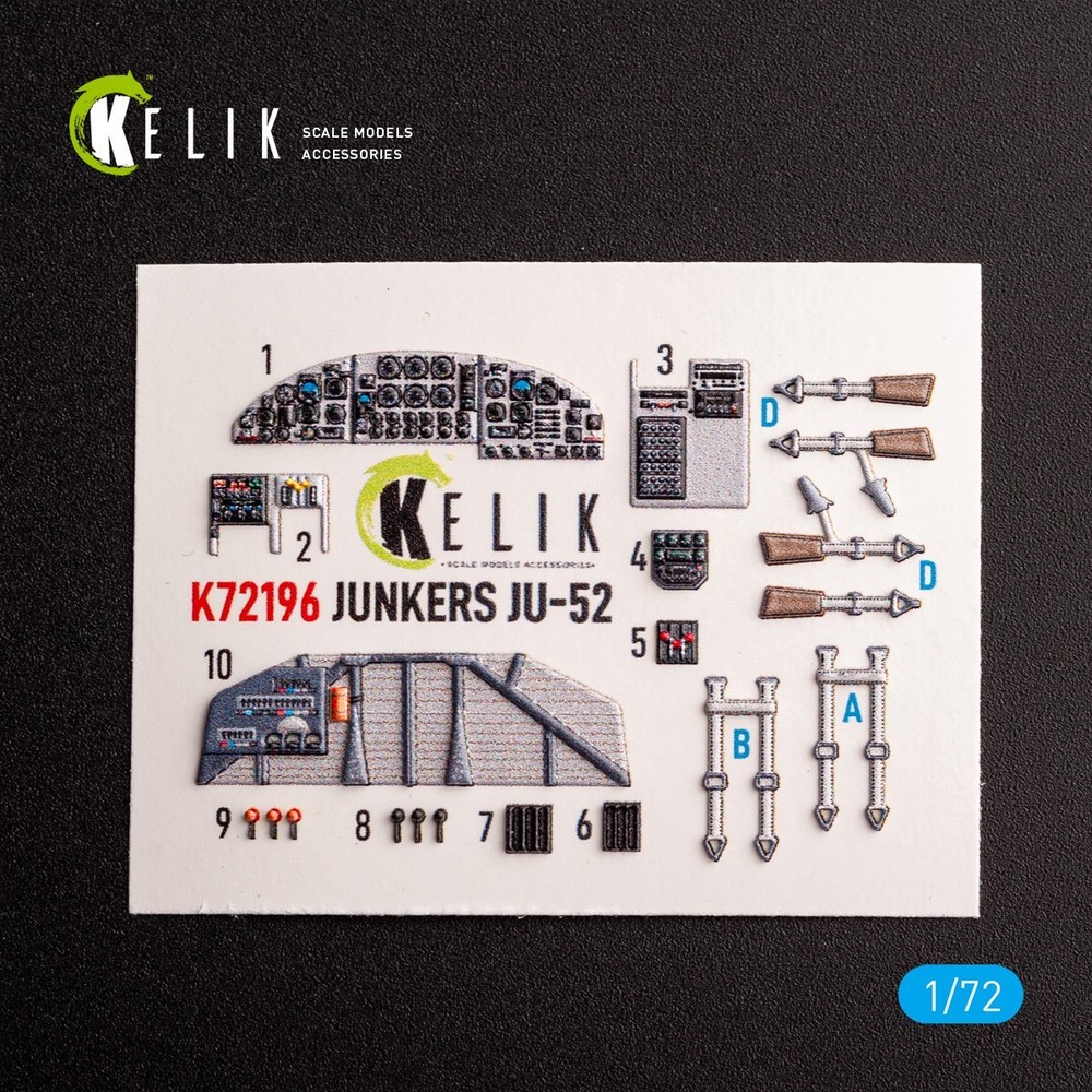 1:72 Junkers Ju-52 - Interior 3D Decals for Italeri kit KeliK K72196