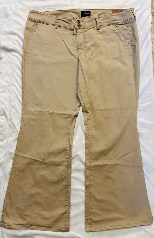 American Eagle Womens 18, Artist,Flare, Low Rise Stretch, Khaki