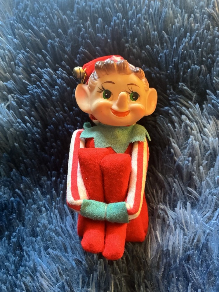 Vintage Pixie Elf Knee Hugger 1950-60 Shelf Sitter Japan 5.5” Red Stripes Rare