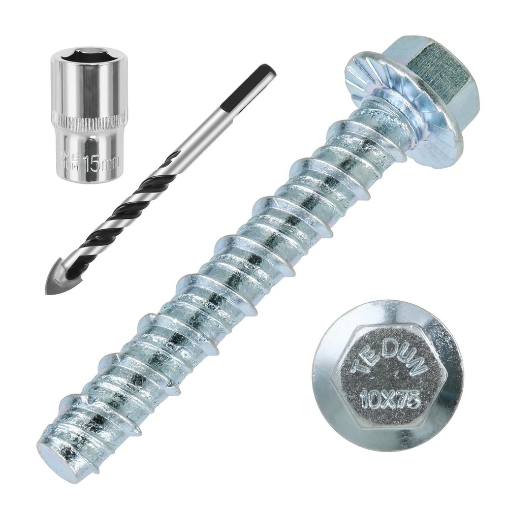 3/8 x 3 25pc Nickel Plated Concrete Screw & Drill Bit Set