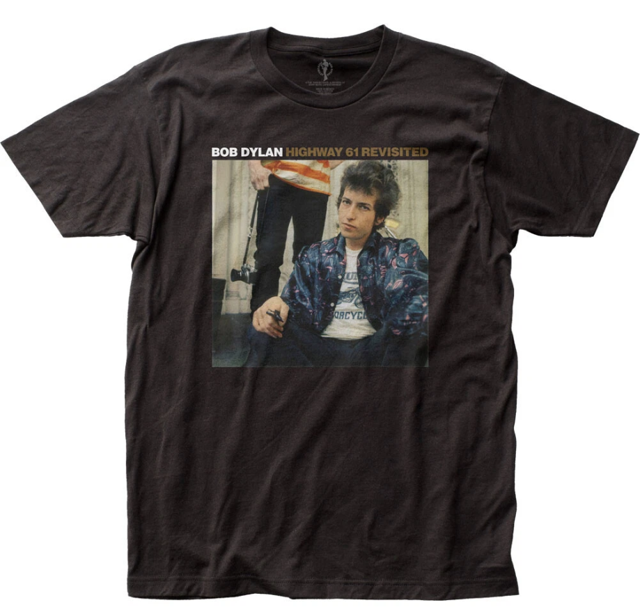 Bob Dylan Highway 61 Revisited T Shirt Mens Rock and Roll Music Band Tee Black