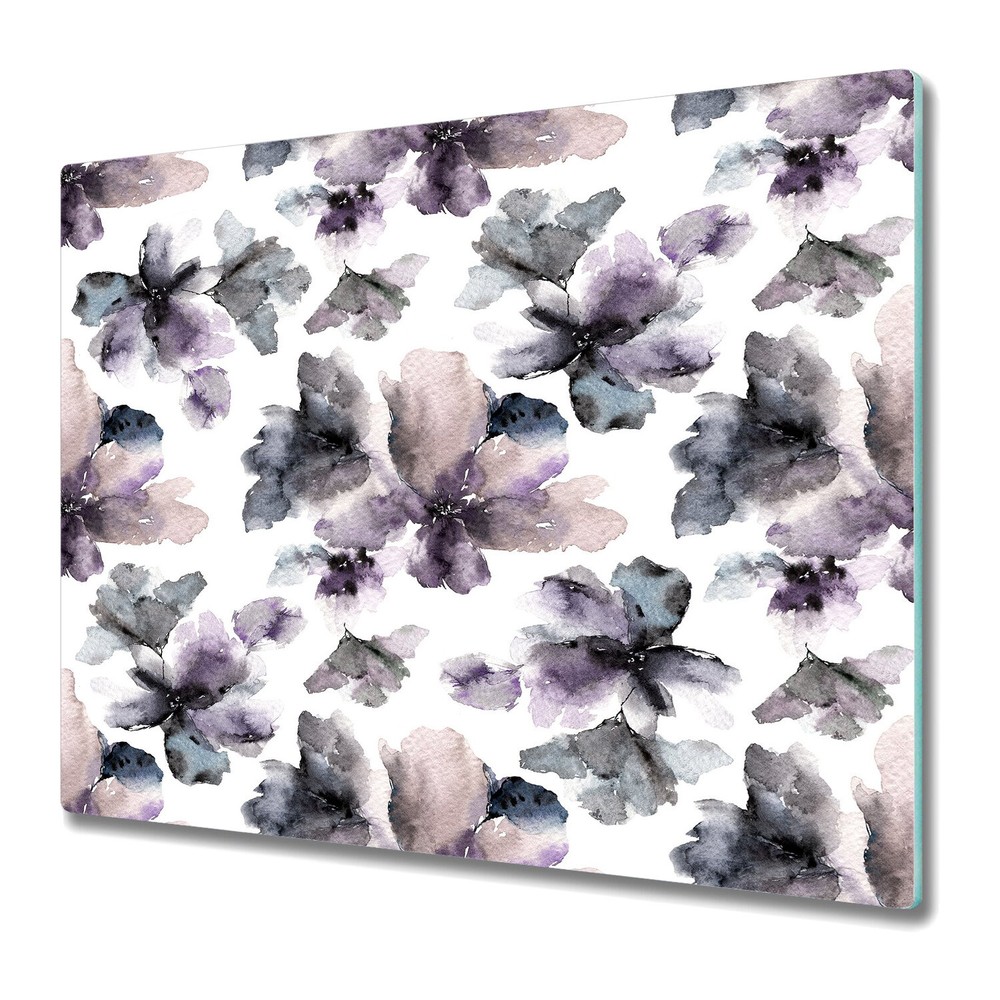 Glass Chopping Cutting Board Worktop Saver Dark Flowers | Night Floral | 60x52