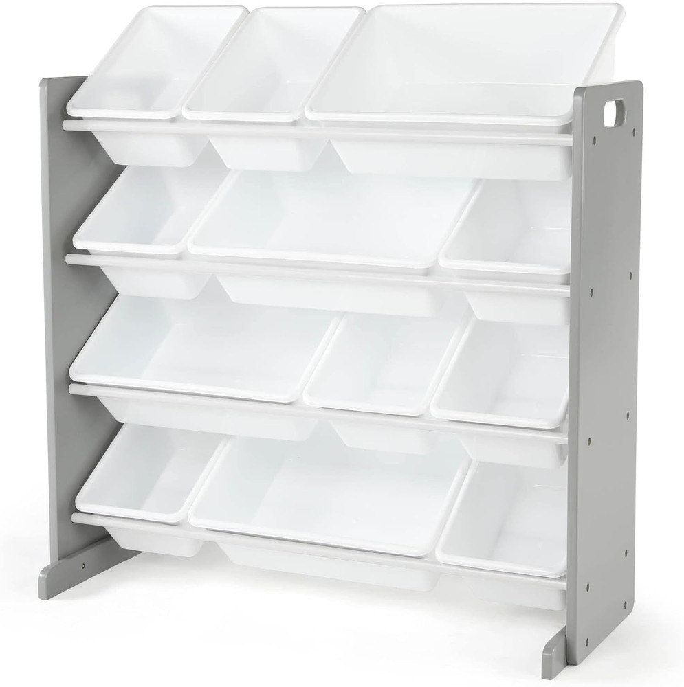 Humble Crew Kids Toy Storage Organizer with 12 Plastic Bins, Grey/White – Remova