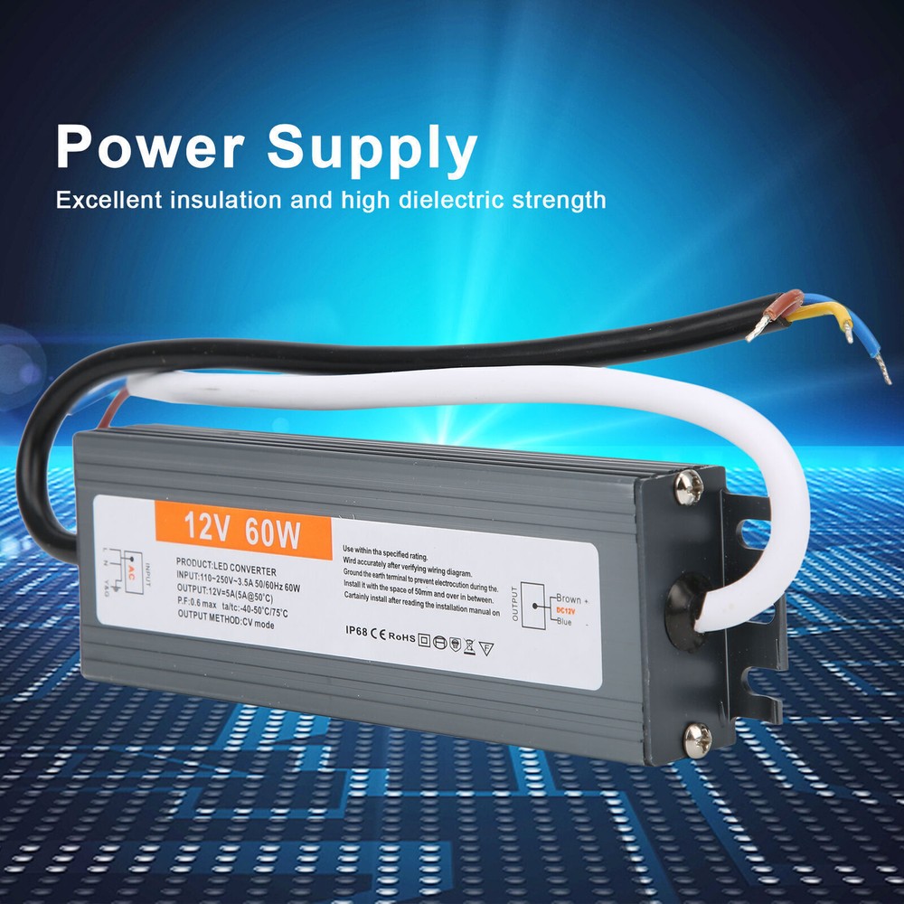 60W Ultra Thin Waterproof Power Supply LED Power Supply Driver AC110250V