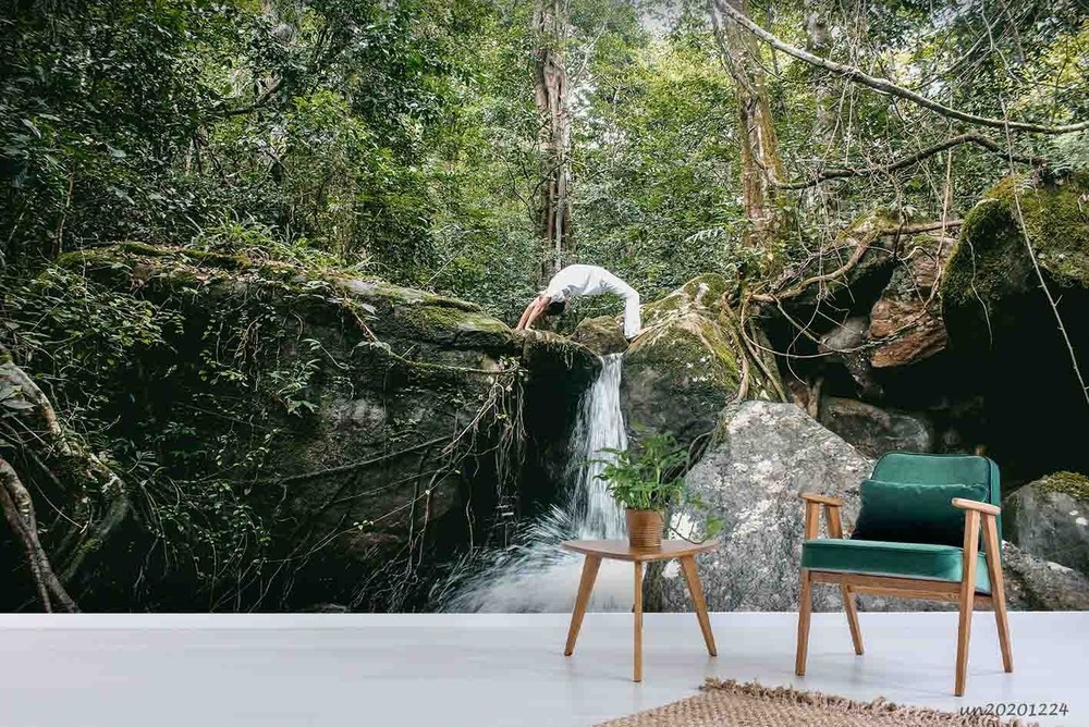 3D Forest Waterfall Landscape Wall Murals Wallpaper Murals Wall Sticker