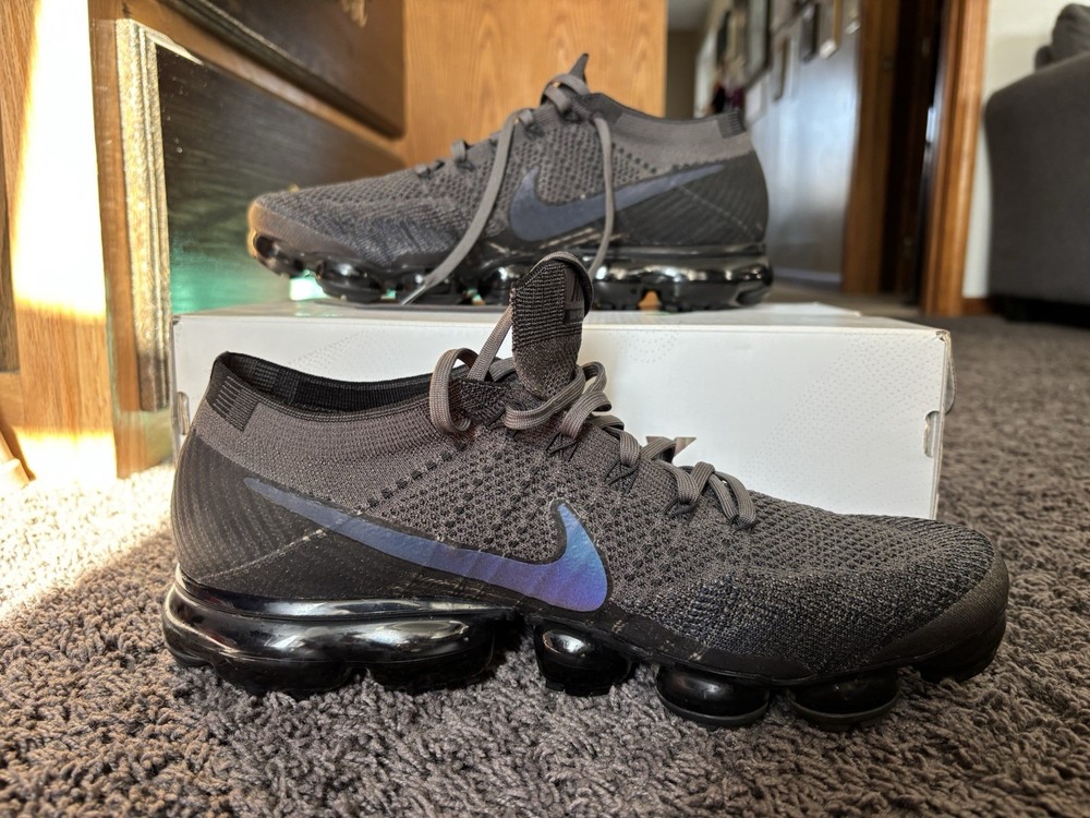 Nike Air VaporMax Flyknit Black Gray Blue Men's Running Sneakers FlyKnit