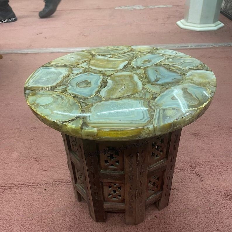 15x15 Agate Console Dining Coffee Table with Countertop