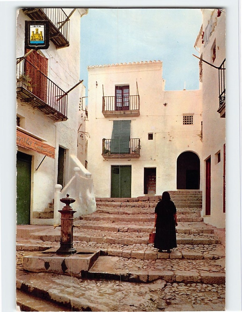 Postcard Typical Street in Ibiza Spain
